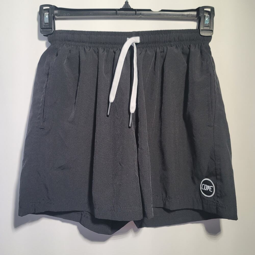 Cove Men's Size 30 Black Swim Trunks Athletic Shorts Drawstring Cove Logo